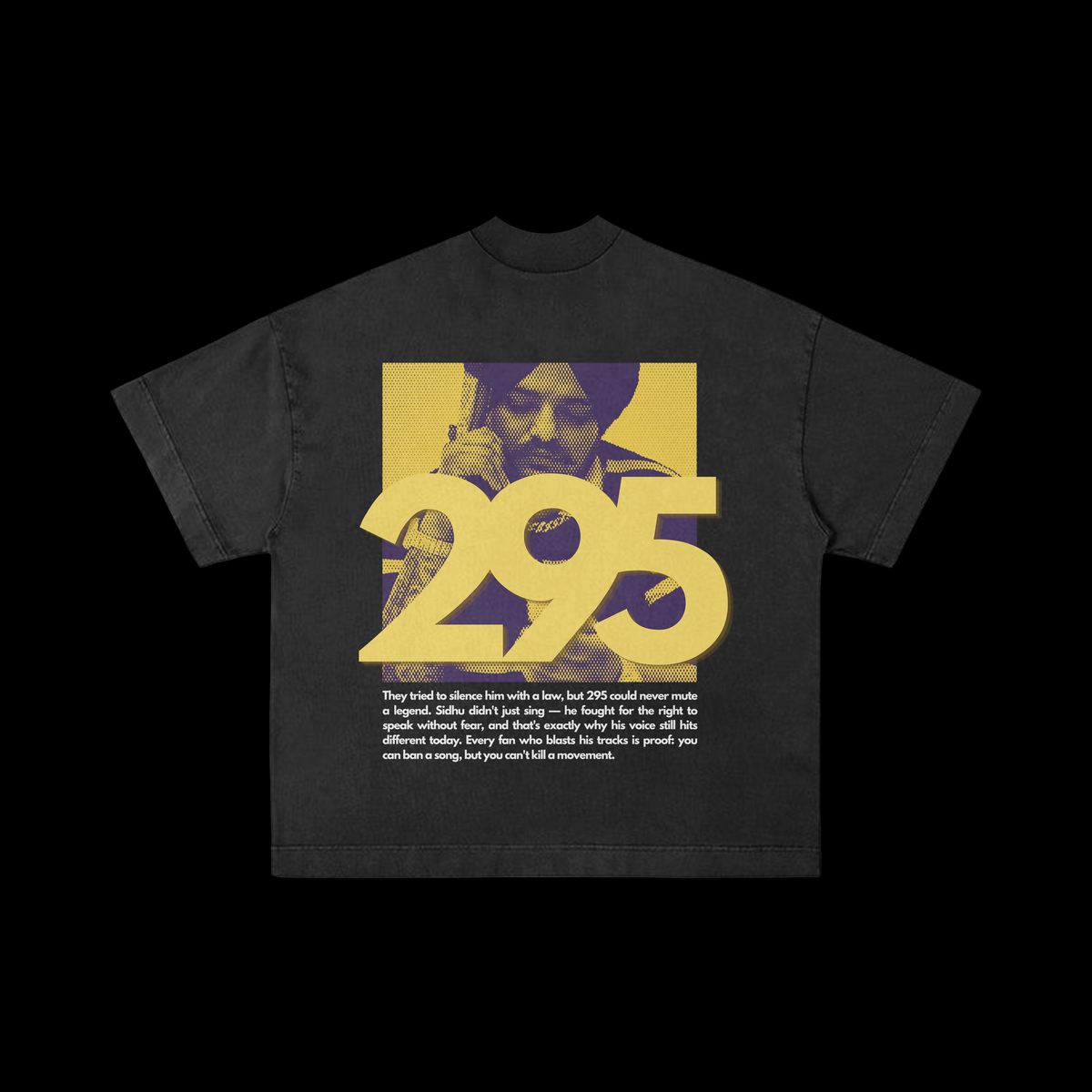 Back view of the Moosemerch 295 Legacy oversized black T-shirt graphic